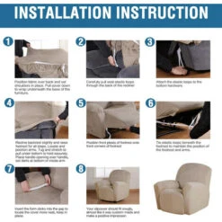 Washable Stretch Recliner Chair Cover Couch Cover (Khaki) -Living Room Furniture Store 94148294 4