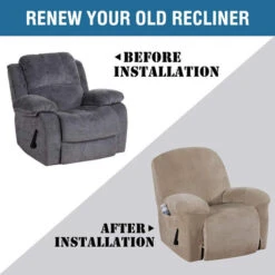 Washable Stretch Recliner Chair Cover Couch Cover (Khaki) -Living Room Furniture Store 94148294 5