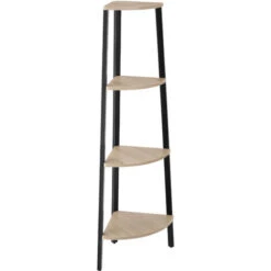 Corner Shelf Newbridge 4 Tiers - 4 Tier Corner Shelf, Corner Ladder Shelf, Ladder Shelf - Industrial Wood Light, Oak Sonoma