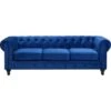 Classic English Sofa Button Tufted 3 Seater Velvet Polyester Blue Chesterfield -Living Room Furniture Store 9418309 1