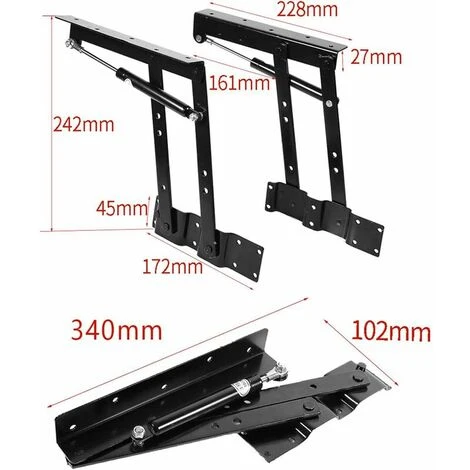 Pair Folding Lift Tray Mechanism Lift Up Spring Hinge For Coffee Table 7 Pair Folding Lift Tray Mechanism Lift Up Spring Hinge For Coffee Table - Image 5