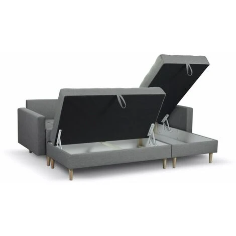 Oslo Corner Lounge Corner Sofa Bed With Ottoman - Grey 5 Oslo Corner Lounge Corner Sofa Bed With Ottoman - Grey - Image 3