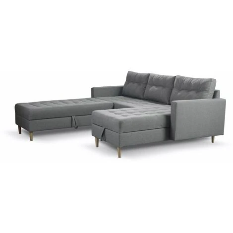 Oslo Corner Lounge Corner Sofa Bed With Ottoman - Grey 6 Oslo Corner Lounge Corner Sofa Bed With Ottoman - Grey - Image 4