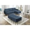 Oslo Corner Lounge Corner Sofa Bed With Ottoman - Blue
