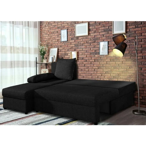 Toledo Corner Sofa Bed - Black 4 Toledo Corner Sofa Bed - Black - Image 2