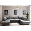 Milano Large Corner U Shape Sofa Velour Velvet Fabric - Grey -Living Room Furniture Store 94758249 1