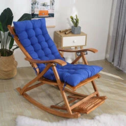 Rocking Chair Cushion Cushion High Back Long Armchair Headrest Recliner Garden Living Room Mat Mattress,Outdoor Garden Cushions Cushion Chair Pad Chair Backrest (Without Chair) Blue 48120CM