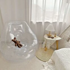 1pc Transparent Inflatable Sofa, Camping Furniture, Inflatable Bean Bag, For Home, Office, Outdoors, Travel, Camping, Picnics, Pool -Living Room Furniture Store 95709557 3