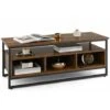 Industrial Coffee Table Home Cocktail Tea Side Table Open Shelf & 3 Storage Cube -Living Room Furniture Store 95998122 1