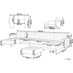 Modular U-Shaped Corner Sofa Bed 2 Chaises Seat Ottoman Black Velvet Aberdeen -Living Room Furniture Store 96767059 3