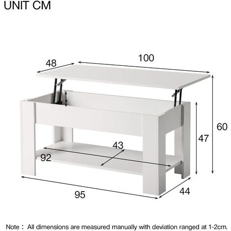 Lift Up Top Coffee Table With Storage And Shelf Living Room(White) 7 Lift Up Top Coffee Table With Storage And Shelf Living Room(White) - Image 5