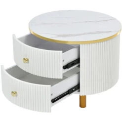 Nesting Coffee Tables, Set Of 2 Modern Scandinavian, 1 Marble Finish And 1 Tempered Glass Top, White -Living Room Furniture Store 97262026 4