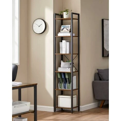 Songmics VASAGLE 6-Tier Bookshelf, Bookcase, Shelving Unit, For Office, Study, Living Room, Bedroom, 30 X 40 X 187.5 Cm, Industrial, Rustic Brown And Black LLS101B01 3 Songmics VASAGLE 6-Tier Bookshelf, Bookcase, Shelving Unit, For Office, Study, Living Room, Bedroom, 30 X 40 X 187.5 Cm, Industrial, Rustic Brown And Black LLS101B01