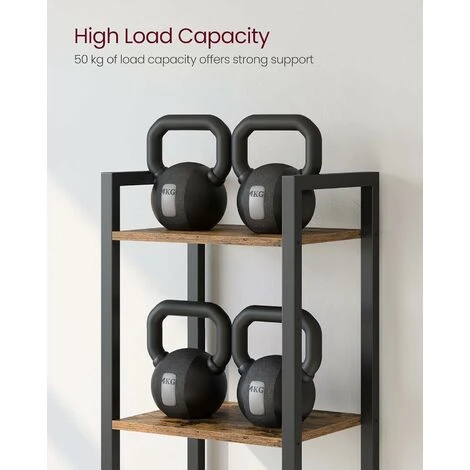 Songmics VASAGLE 6-Tier Bookshelf, Bookcase, Shelving Unit, For Office, Study, Living Room, Bedroom, 30 X 40 X 187.5 Cm, Industrial, Rustic Brown And Black LLS101B01 4 Songmics VASAGLE 6-Tier Bookshelf, Bookcase, Shelving Unit, For Office, Study, Living Room, Bedroom, 30 X 40 X 187.5 Cm, Industrial, Rustic Brown And Black LLS101B01 - Image 2