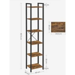 Songmics VASAGLE 6-Tier Bookshelf, Bookcase, Shelving Unit, For Office, Study, Living Room, Bedroom, 30 X 40 X 187.5 Cm, Industrial, Rustic Brown And Black LLS101B01 11 Songmics VASAGLE 6-Tier Bookshelf, Bookcase, Shelving Unit, For Office, Study, Living Room, Bedroom, 30 X 40 X 187.5 Cm, Industrial, Rustic Brown And Black LLS101B01 -Living Room Furniture Store 97307444 5