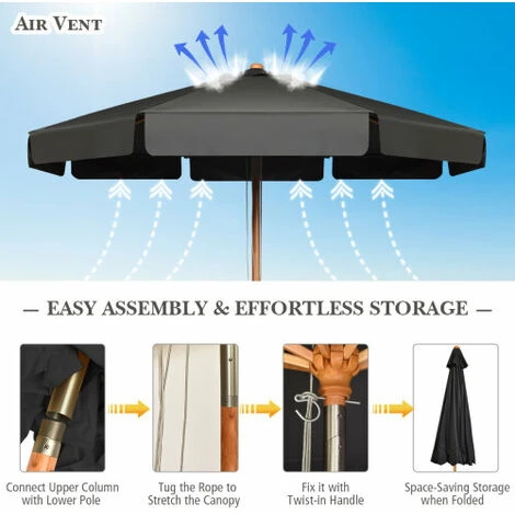 3m Garden Parasol Umbrella Garden Outdoor Sun Shade Push Button Tilt 5 3m Garden Parasol Umbrella Garden Outdoor Sun Shade Push Button Tilt - Image 3