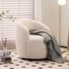 Swivel Barrel Chair Living Room Small Corner Chairs Comfy Round Sofa Chair Boucle Accent Chair -Living Room Furniture Store 98091761 1