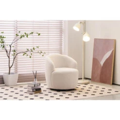 Swivel Barrel Chair Living Room Small Corner Chairs Comfy Round Sofa Chair Boucle Accent Chair -Living Room Furniture Store 98091761 3