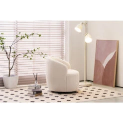 Swivel Barrel Chair Living Room Small Corner Chairs Comfy Round Sofa Chair Boucle Accent Chair -Living Room Furniture Store 98091761 4