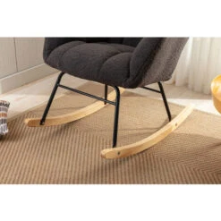 Modern Rocking Accent Chair Teddy Velvet Uplostered Rocker Armchair -Living Room Furniture Store 98091767 3