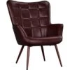 Yaheetech Accent Chair Modern Faux Leather Arm Chair, W73 X D79.5 X H98cm, Chestnut Brown