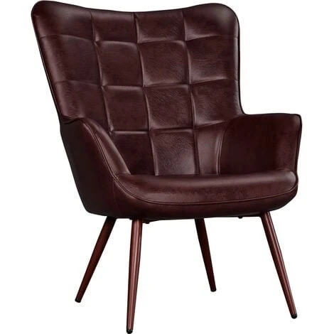 Yaheetech Accent Chair Modern Faux Leather Arm Chair, W73 X D79.5 X H98cm, Chestnut Brown 3 Yaheetech Accent Chair Modern Faux Leather Arm Chair, W73 X D79.5 X H98cm, Chestnut Brown