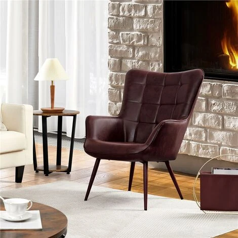 Yaheetech Accent Chair Modern Faux Leather Arm Chair, W73 X D79.5 X H98cm, Chestnut Brown 4 Yaheetech Accent Chair Modern Faux Leather Arm Chair, W73 X D79.5 X H98cm, Chestnut Brown - Image 2