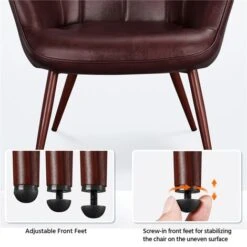 Yaheetech Accent Chair Modern Faux Leather Arm Chair, W73 X D79.5 X H98cm, Chestnut Brown 11 Yaheetech Accent Chair Modern Faux Leather Arm Chair, W73 X D79.5 X H98cm, Chestnut Brown -Living Room Furniture Store 98437779 5
