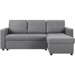 Yaheetech Reversible Sleeper Sectional Sofa With Chaise L-Shaped, Light Gray