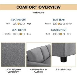 Yaheetech Reversible Sleeper Sectional Sofa With Chaise L-Shaped, Light Gray 10 Yaheetech Reversible Sleeper Sectional Sofa With Chaise L-Shaped, Light Gray -Living Room Furniture Store 98438989 4