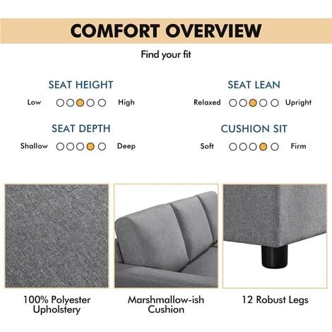 Yaheetech Reversible Sleeper Sectional Sofa With Chaise L-Shaped, Light Gray 6 Yaheetech Reversible Sleeper Sectional Sofa With Chaise L-Shaped, Light Gray - Image 4