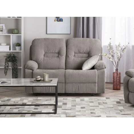 Modern Fabric Recliner Sofa Manual Reclining Padded 2 Seater Beige Bergen 4 Modern Fabric Recliner Sofa Manual Reclining Padded 2 Seater Beige Bergen - Image 2