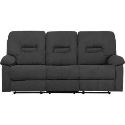 Modern Fabric Recliner Sofa Manual Reclining Padded 3 Seater Grey Bergen -Living Room Furniture Store 9857648 4