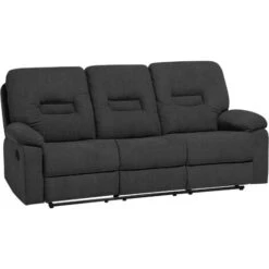 Modern Fabric Recliner Sofa Manual Reclining Padded 3 Seater Grey Bergen -Living Room Furniture Store 9857648 5