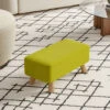 Livingandhome 57CM Linen Pouffe Footstool Wooden Legs, Green