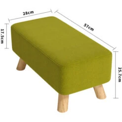 Livingandhome 57CM Linen Pouffe Footstool Wooden Legs, Green -Living Room Furniture Store 98615923 5