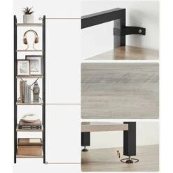 Songmics VASAGLE Bookcase, 6-Tier Bookshelf, Open Storage Shelving, Standing Display Rack, For Office, Living Room, Bedroom, 40 X 30 X 187.5 Cm, Industrial, Greige And Black LLS101B02 -Living Room Furniture Store 98766486 3