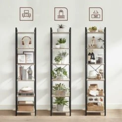 Songmics VASAGLE Bookcase, 6-Tier Bookshelf, Open Storage Shelving, Standing Display Rack, For Office, Living Room, Bedroom, 40 X 30 X 187.5 Cm, Industrial, Greige And Black LLS101B02 -Living Room Furniture Store 98766486 4