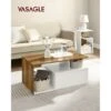 Songmics VASAGLE Coffee Table, Cocktail Table, With A Large Drawer, Large Storage, Modern Style, 55 X 100 X 45 Cm, For Living Room, Rustic Walnut And White LCT208T41 -Living Room Furniture Store 98766487 1