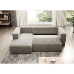 Stripes Jumbo Cord Left Hand Facing Corner Sofa Bed - Bottle Green -Living Room Furniture Store 98816439 3