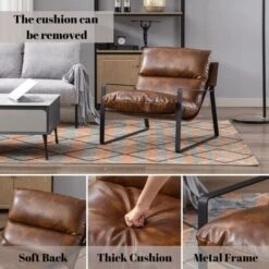Modern Accent Chair Fabric Armchair For Living Room Occasional Tub Chair For Bedroom, Brown -Living Room Furniture Store 98992746 4