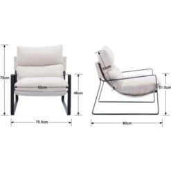 Modern Accent Chair Fabric Armchair For Living Room Occasional Tub Chair For Bedroom, Beige 8 Modern Accent Chair Fabric Armchair For Living Room Occasional Tub Chair For Bedroom, Beige -Living Room Furniture Store 98992752 2