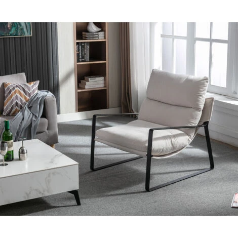 Modern Accent Chair Fabric Armchair For Living Room Occasional Tub Chair For Bedroom, Beige 7 Modern Accent Chair Fabric Armchair For Living Room Occasional Tub Chair For Bedroom, Beige - Image 5