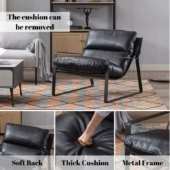 Modern Accent Chair Fabric Armchair For Living Room Occasional Tub Chair For Bedroom, Black -Living Room Furniture Store 98992999 4