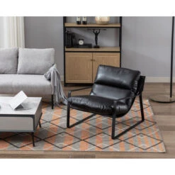 Modern Accent Chair Fabric Armchair For Living Room Occasional Tub Chair For Bedroom, Black -Living Room Furniture Store 98992999 5