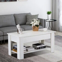 Lift Up Coffee Table Living Room Furniture With Extra Space(White) -Living Room Furniture Store 99027904 4