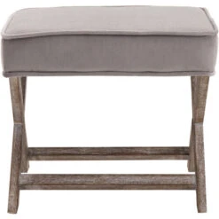 HOMCOM Vintage Footstool Padded Seat X Shape Chair Velvet Cover Shabby Grey -Living Room Furniture Store 9982935 5
