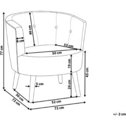 Modern Low Back Fabric Tub Accent Chair Living Room Off-White Odenzen -Living Room Furniture Store 9989470 3 1