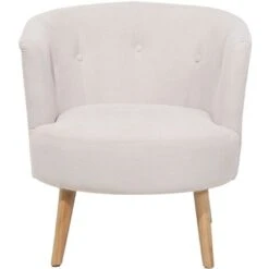 Modern Low Back Fabric Tub Accent Chair Living Room Off-White Odenzen -Living Room Furniture Store 9989470 4